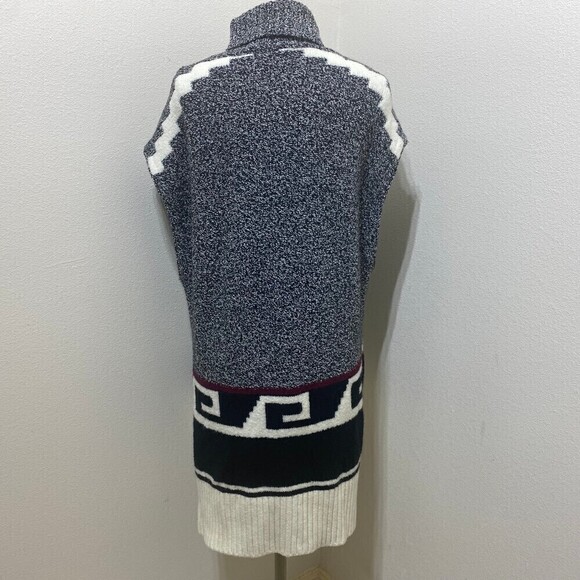 LOFT Turtle Neck Tunic Vest Sweater Size XS/S Oversized Cream/Black\Red - Picture 8 of 12
